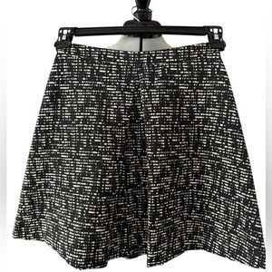 Alice + Olivia Black and White A-Line Pleat Fit and Flare Skirt